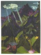 Ernst Ludwig Kirchner Landscape in Graubunder with sun rays oil painting on canvas